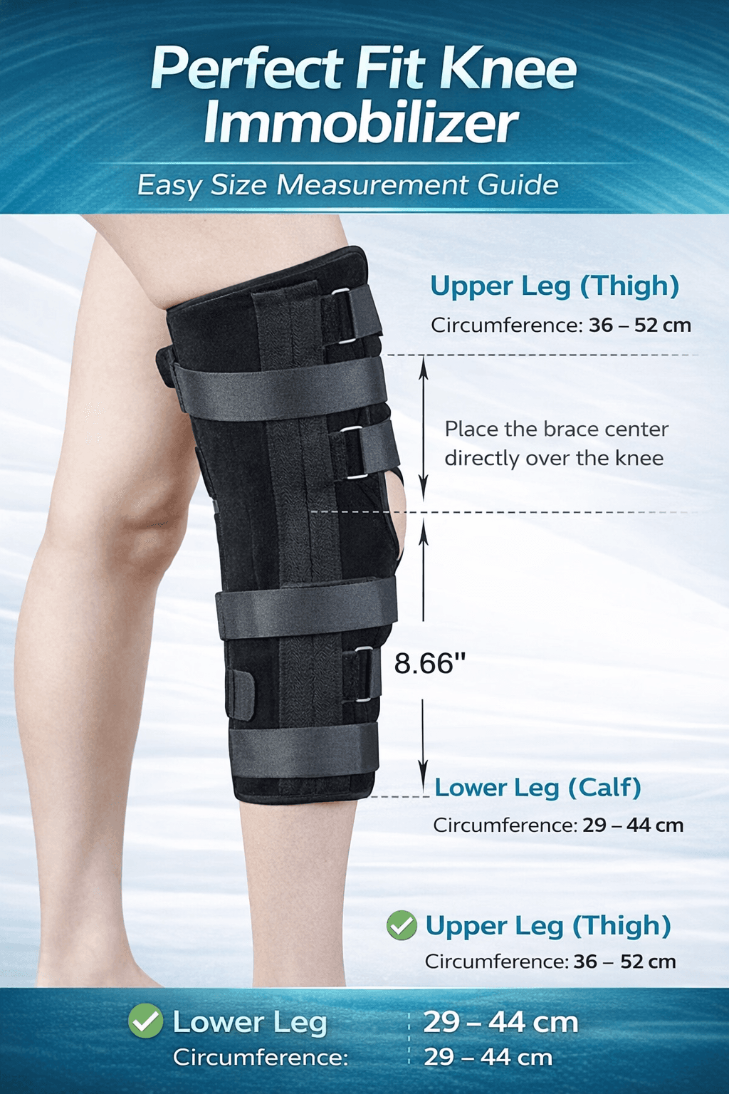 Knee Immobilizer Brace دعامة تثبيت الركبة والساق بعد العمليات والإصابات، صورة 3