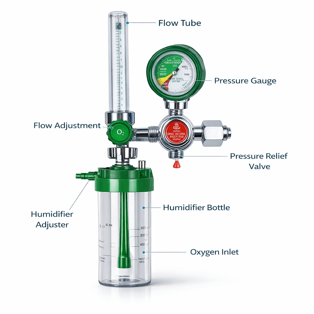 Medical Oxygen Regulator منظم أكسجين طبي للتحكم الدقيق في التدفق، صورة 2