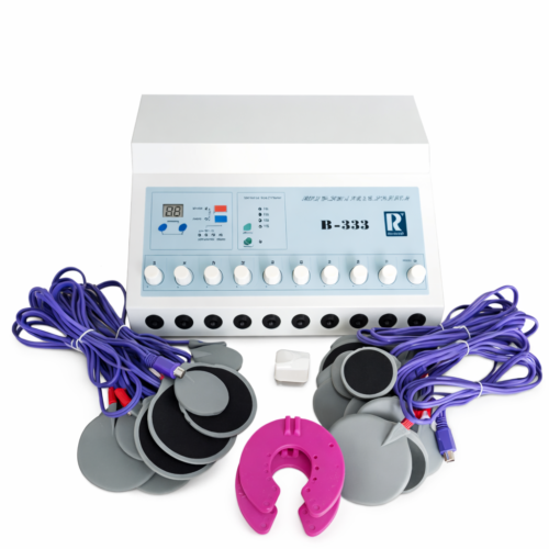 B-333 EMS Muscle Stimulator – Electrotherapy & Muscle Stimulation Device جهاز B-333 EMS Muscle Stimulator للتحفيز الكهربائي للعضلات مع وسادات الأقطاب وأسلاك التوصيل