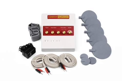 جهاز Health Tronic 3CH لتنشيط العضلات والعلاج الطبيعي بالتيارات الكهربائية مع وسادات وأحزمة التثبيت