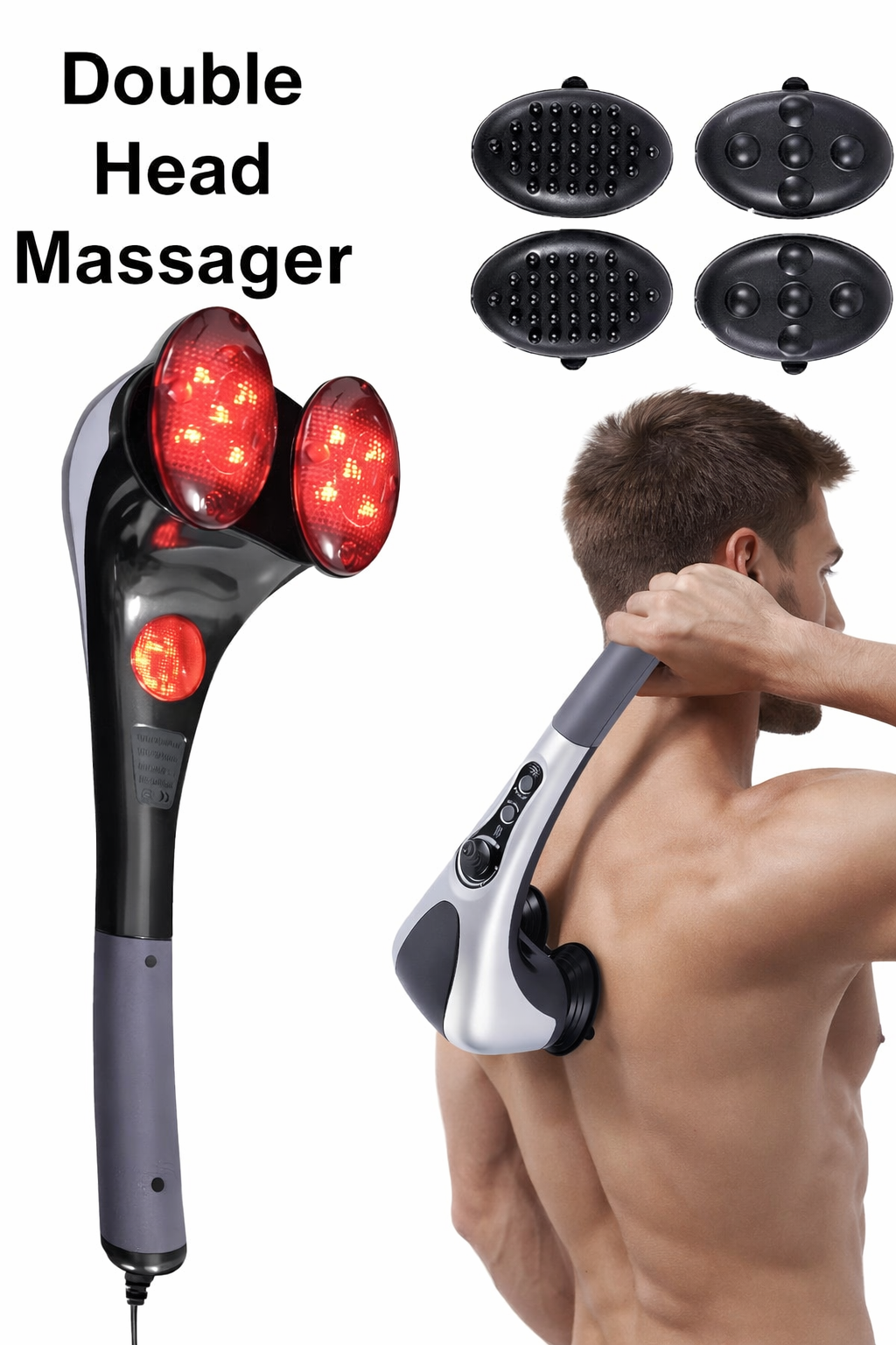 Double Head Massager جهاز مساج كهربائي حراري مزدوج - الصورة 7